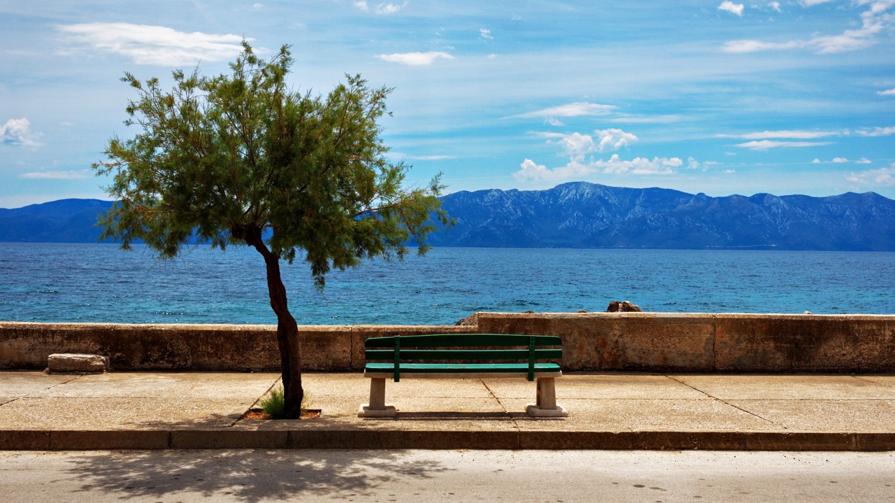 Adriatic sea view with a bench